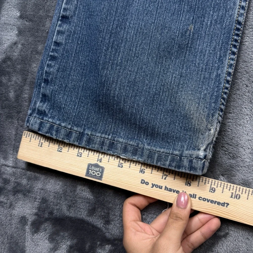 Lucky Brand 181 Bootleg Jeans Mens 34x30 Blue Denim Distressed Bootcut Cotton
